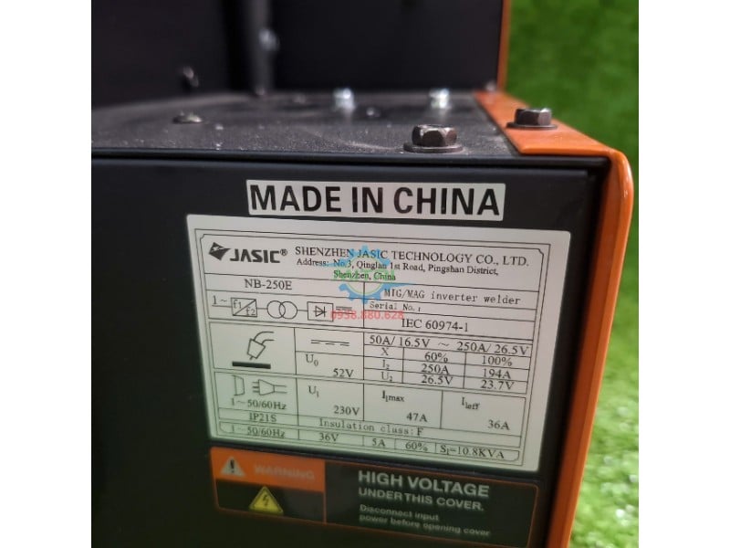 Tem thông số máy hàn MIG Jasic NB250E 250A 220V