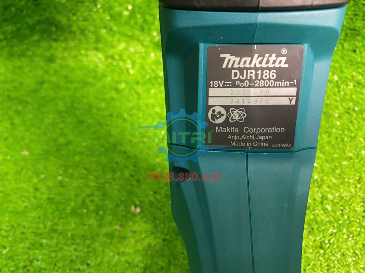 Tem thông số máy cưa kiếm dùng pin Makita DJR186Z 18V chính hãng
