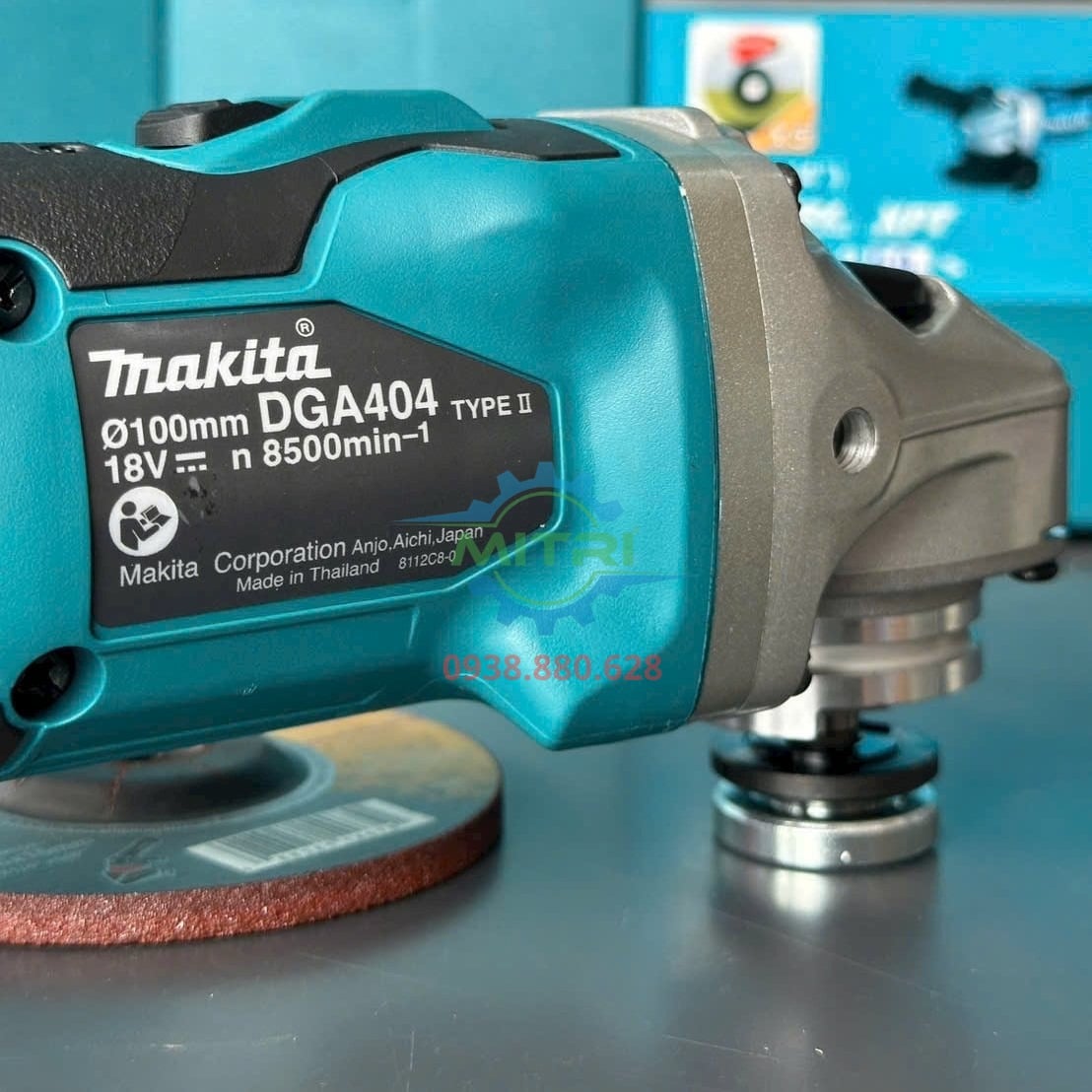 Tem thông số máy mài cắt dùng pin Makita DGA404RTJ2 18V