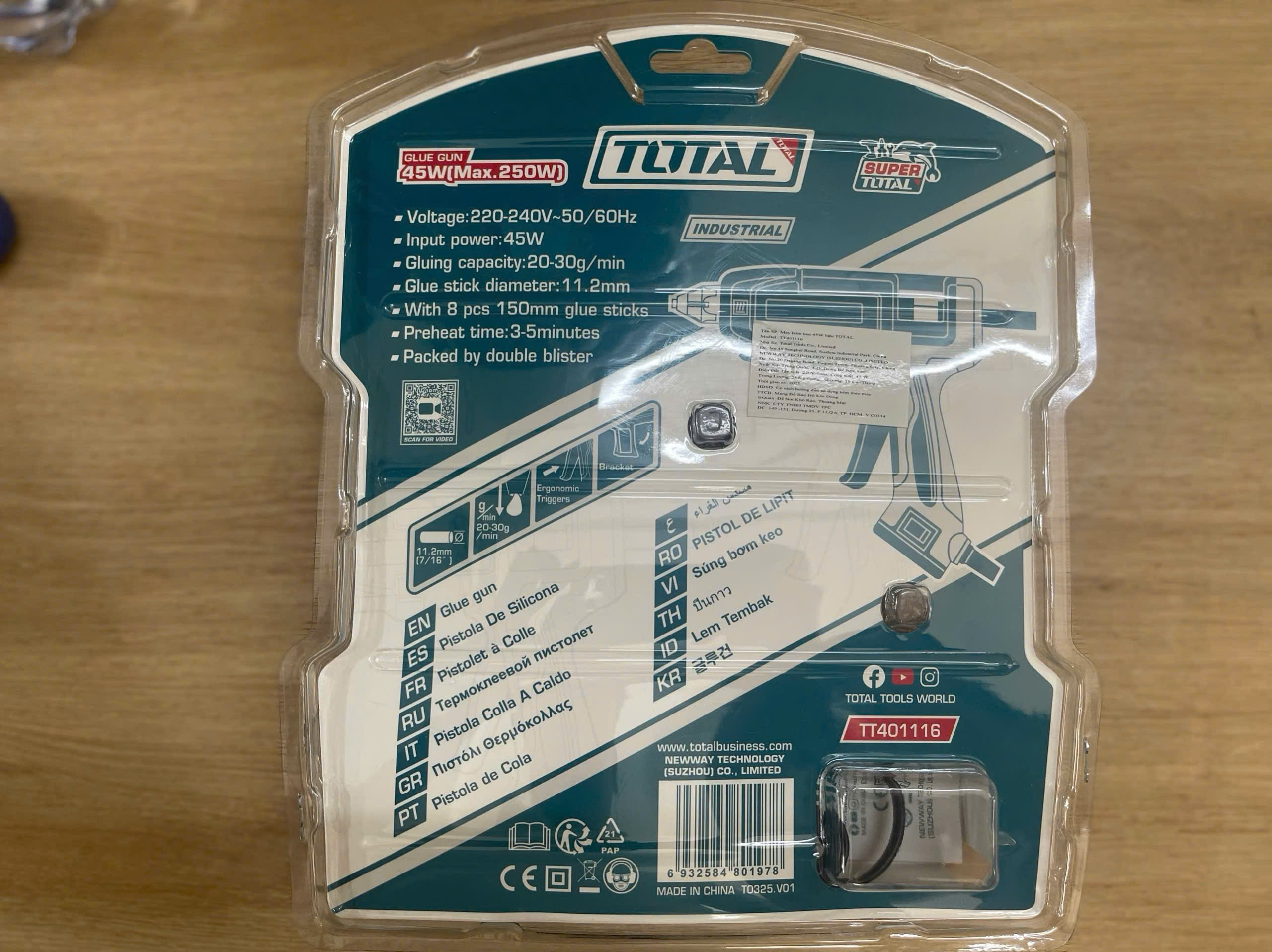 Súng bắn keo nóng 45W Total TT401116 chính hãng