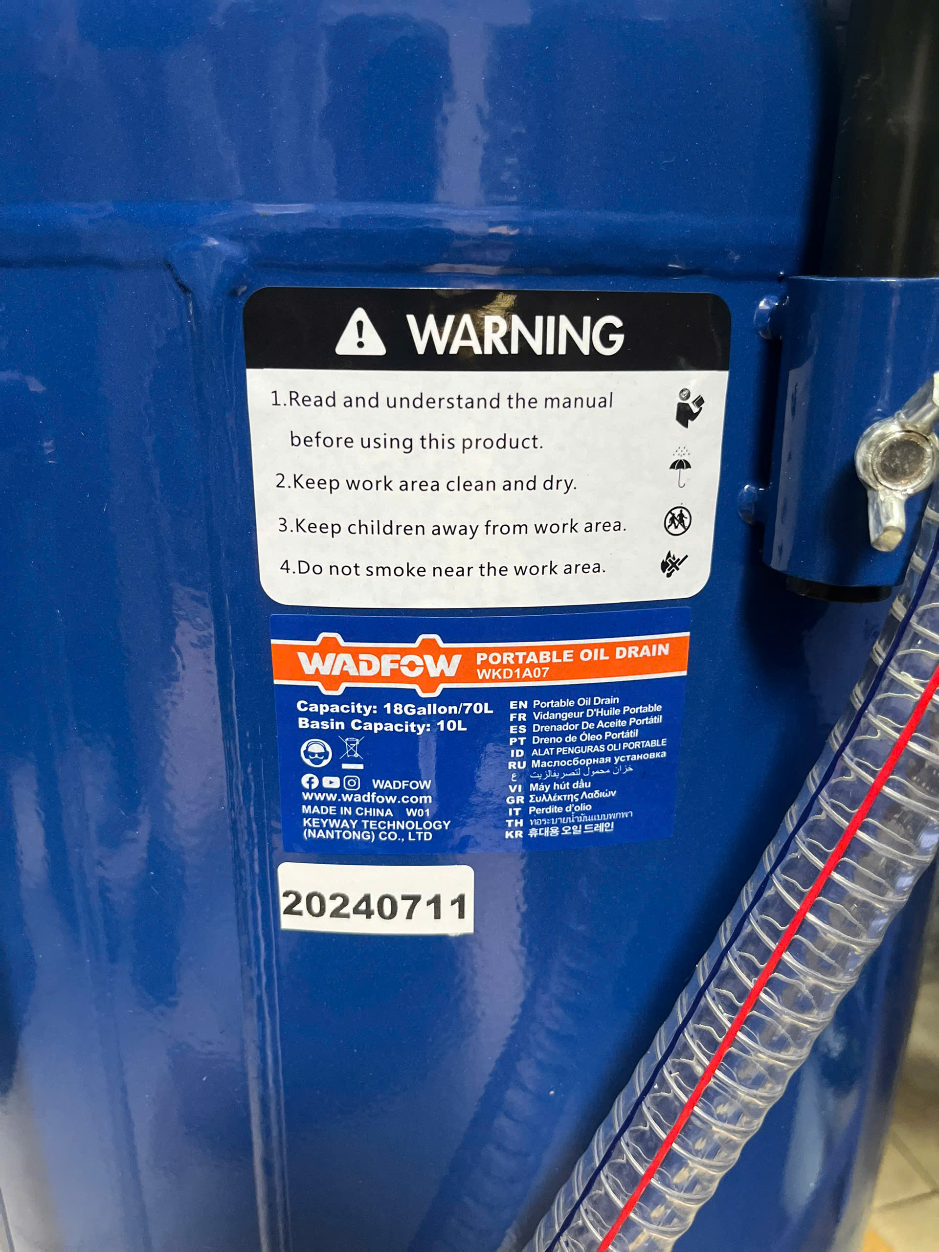 Bình tâm thu hút gió Wadfow WKD1A07 70L dung tích lớn 18 Gallon