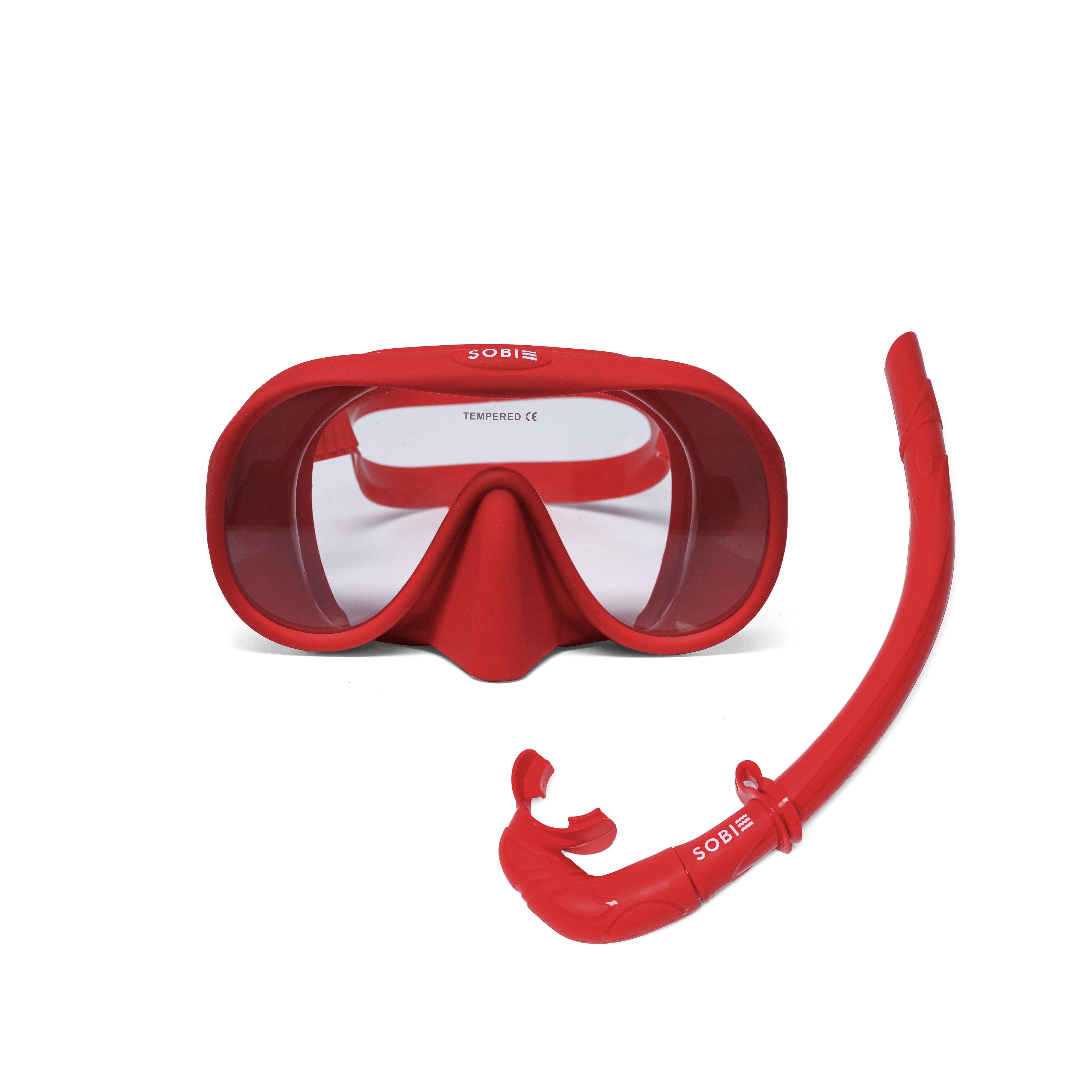 SOBIE bộ kính lặn + ống thở màu Red