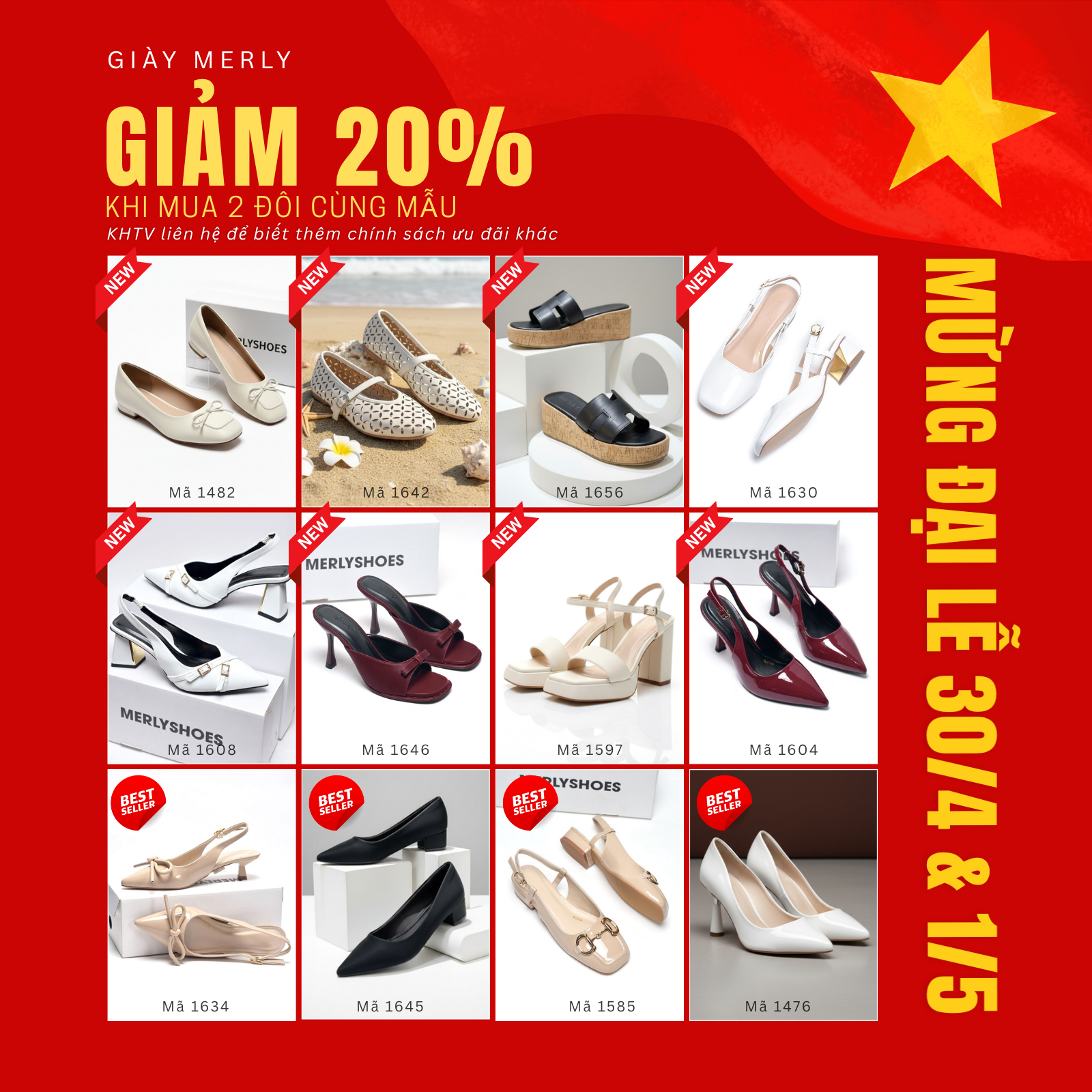SALE 20% BST MỚI NHẤT TỪ GIÀY NỮ MERLY (35-43)