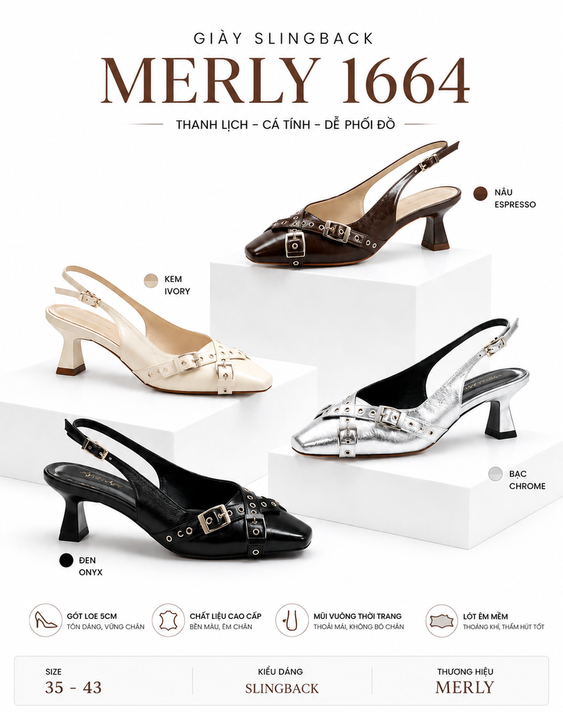 Giày Slingback 5cm Khóa