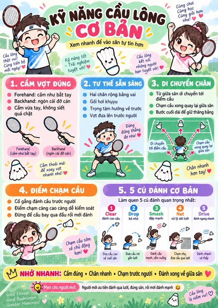 kỷ năng cầu lông cơ bản cho người mới bắt đầu