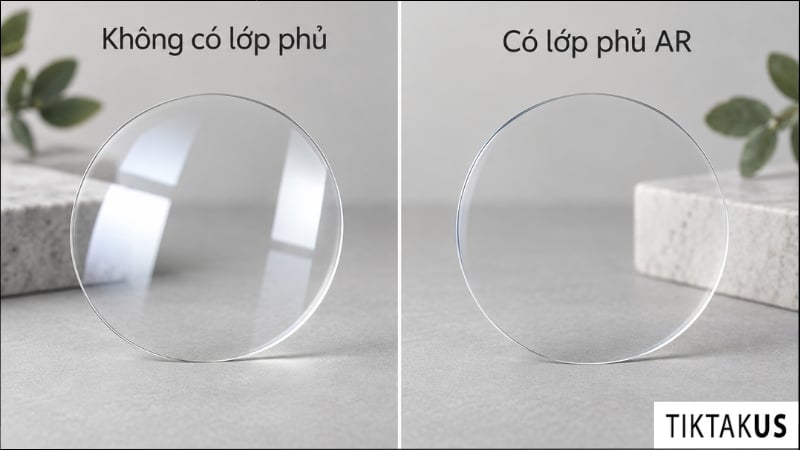 So sánh tròng kính có và không có AR coating