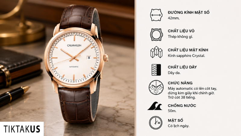 Đồng hồ đeo tay nam CALVIN KLEIN Automatic K5S346G6 dây da Movement ETA 2824-2
