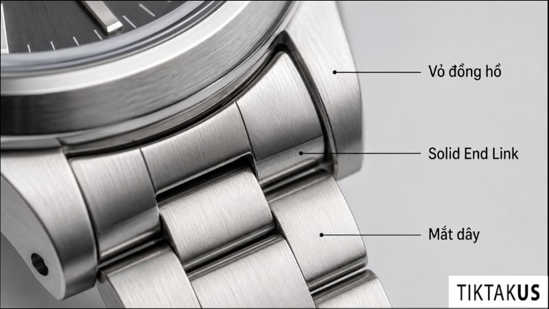 Solid End Link (SEL) là mắt nối đặc nằm ở hai đầu dây kim loại đồng hồ