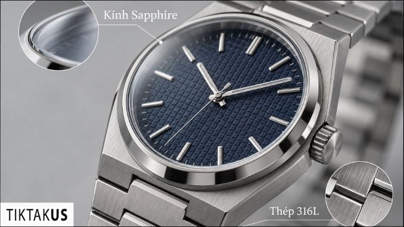 Các phiên bản PRX đa phần sử dụng thép không gỉ 316L, kính sapphire