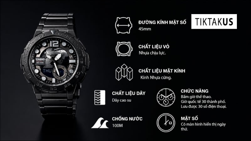 Đồng hồ Casio AEQ-100BW-9AVCF