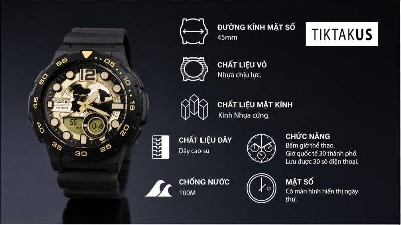 Đồng hồ Casio AEQ-100BW-1BVCF