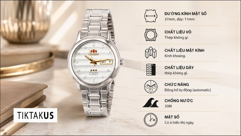 Đồng hồ nam dây thép Orient 3 sao SAB05008W8