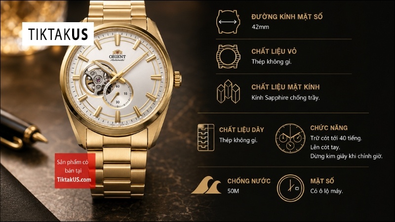 Đồng hồ nam dây thép không gỉ Orient Open Heart RA-AR0007S30B RA-AR0007S10B