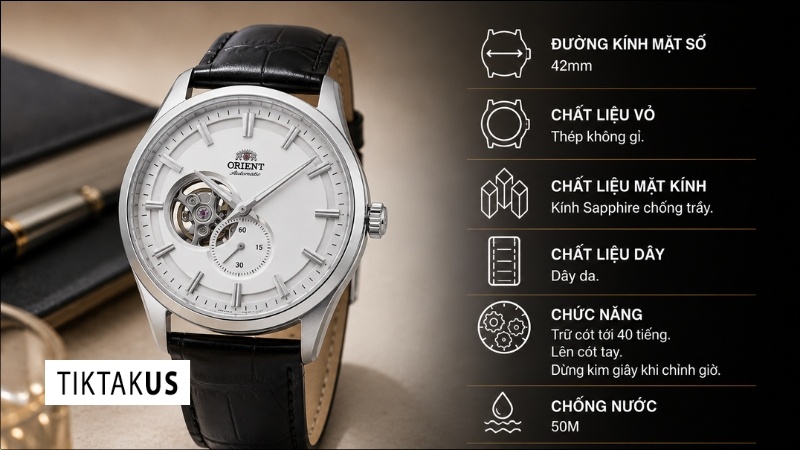 Đồng hồ nam dây da Orient Open Heart RA-AR0004S10B RA-AR0004S30B