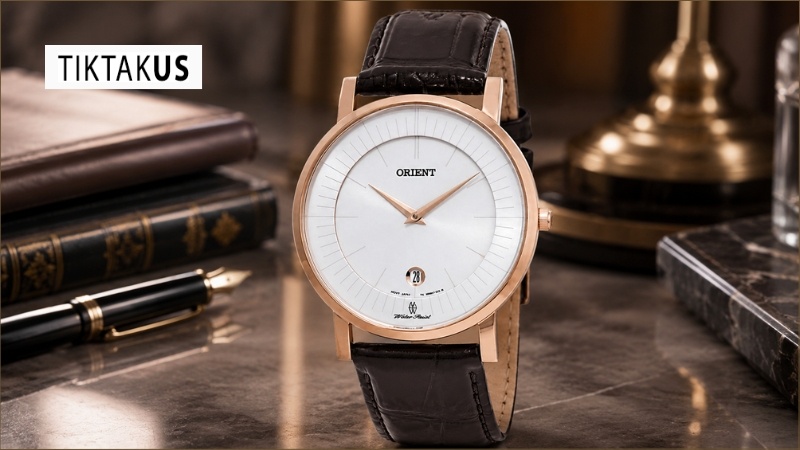 Orient kính Sapphire FGW0100CW0 Đồng hồ công sở dây da Rose Gold classic máy Quartz