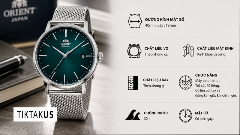 Đồng hồ nam dây mesh Orient Contemporary Automatic RA-AC0E06E10B
