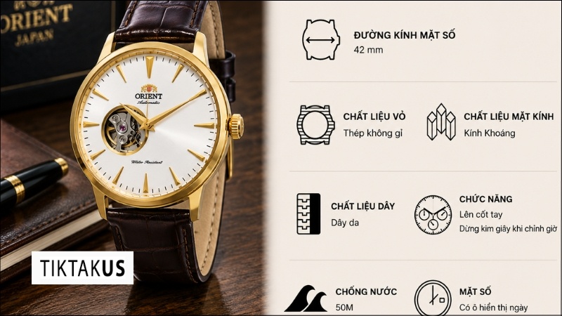 Đồng hồ nam dây da Orient Esteem Gen 2 TAG02003W0 Gold FAG02003W0