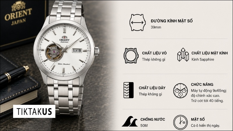Đồng hồ nam dây thép Automatic Orient Golden Eye WV0201DB Trắng Made in Japan