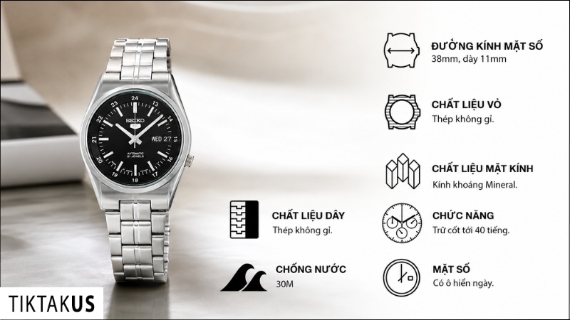 Đồng hồ cơ dây thép không gỉ Seiko 5 SNK567J1 Made in Japan