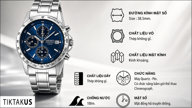 Đồng hồ nam Seiko Chronograph SBTQ071 size 38.5mm