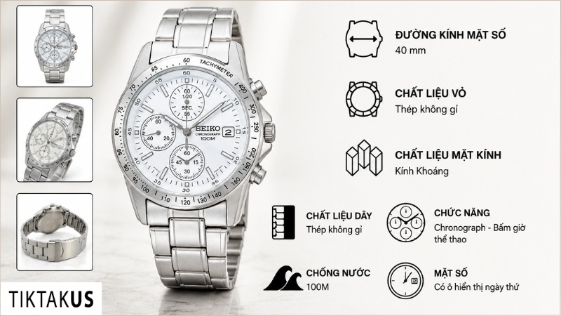 Đồng hồ nam dây thép Seiko Chronograph SND363P