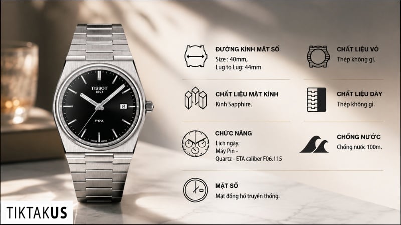 Đồng hồ nam Tissot PRX T137.410.11.051.00 máy Quartz ETA