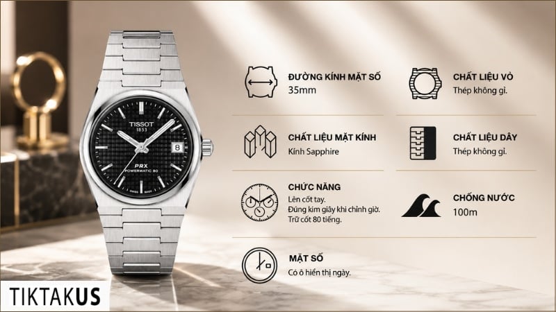 Đồng hồ Tissot Automatic PRX 35mm T137.207.11.051.00
