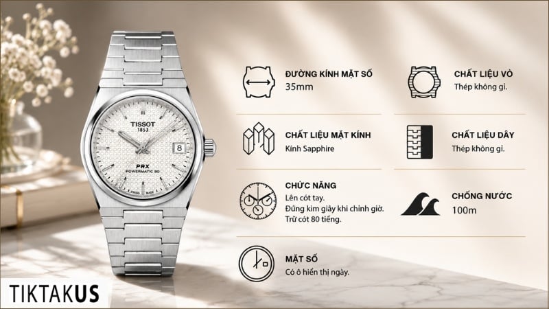 Đồng hồ Tissot Automatic PRX 35mm MOP T137.207.11.111.00
