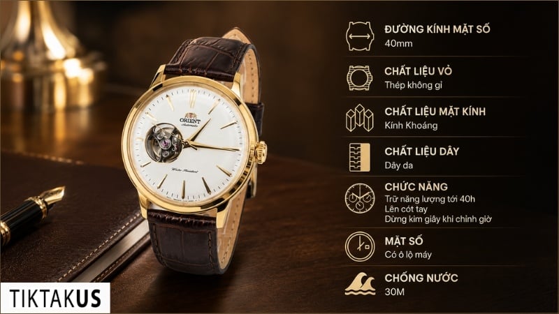 Đồng hồ nam Orient Automatic Bambino Open Heart RA-AG0003S30B RA-AG0003S10B