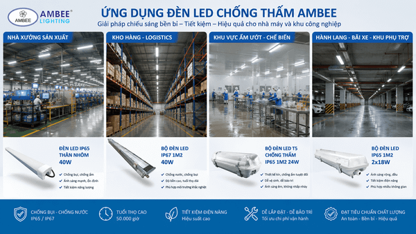 Đèn LED Tri-proof IP65/IP67 Cho Nhà Máy: 6 Điều Trưởng phòng kỹ thuật và Quản lý năng lượng cần biết