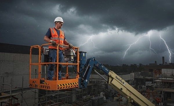 Không nên vận hành các thiết bị nâng người trên cao khi thời tiết xấu