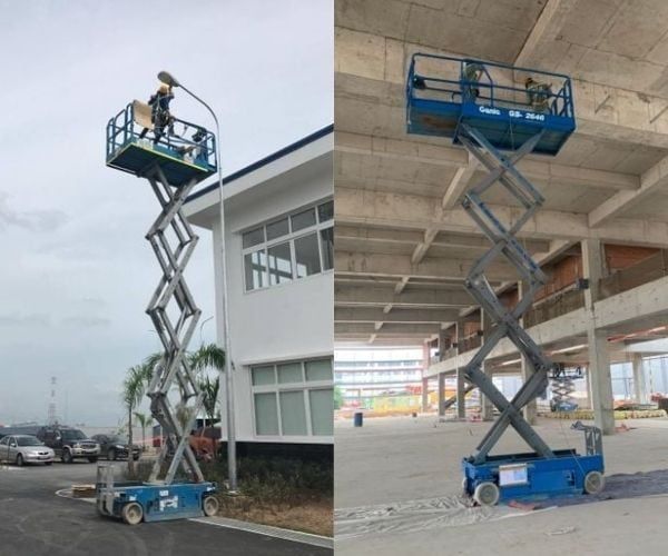 Xe nâng người cắt kéo (Scissor Lift) cho thuê tại KCN Long Sơn