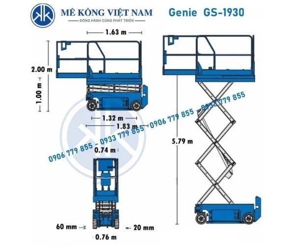 Bảng thông số kỹ thuật xe nâng người cắt kéo Genie GS-1930