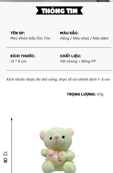 MÓC KHÓA TEDDY ÔM TIM