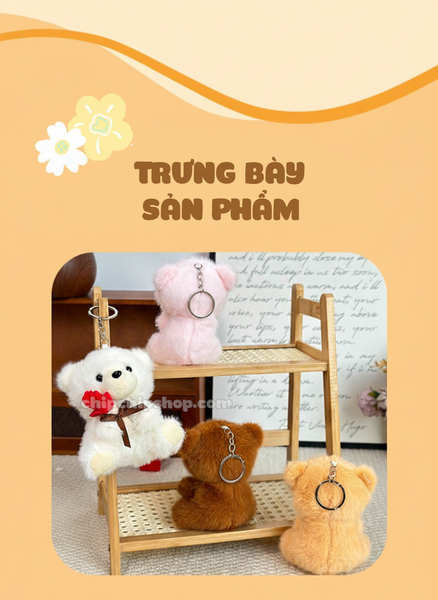 MÓC KHÓA GẤU ÔM HOA HỒNG