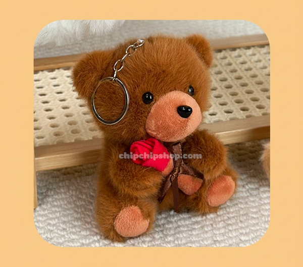 MÓC KHÓA GẤU ÔM HOA HỒNG