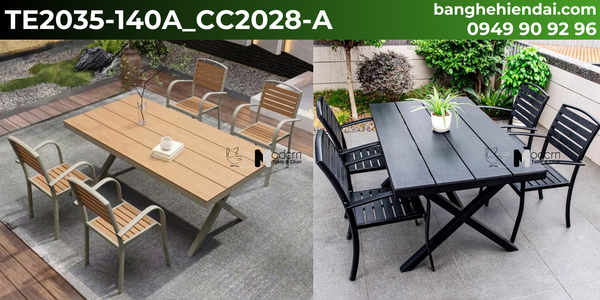 Bộ bàn ăn 4 ghế xếp chồng TE2035-140A_CC2028-A