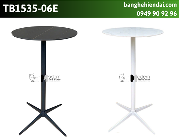 Bàn bar cao mặt đá tròn chân bốn cạnh TB1535-06E