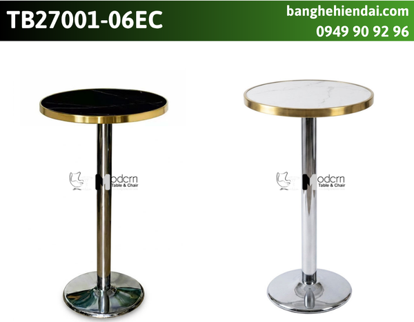 Bàn cafe bar mặt đá viền inox vàng TB27001-06EC