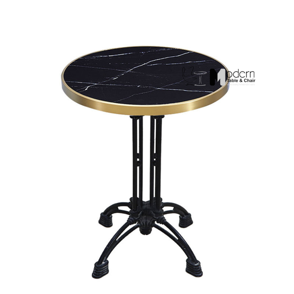 Bàn cafe mặt đá phiến viền inox vàng TE07003-06EC