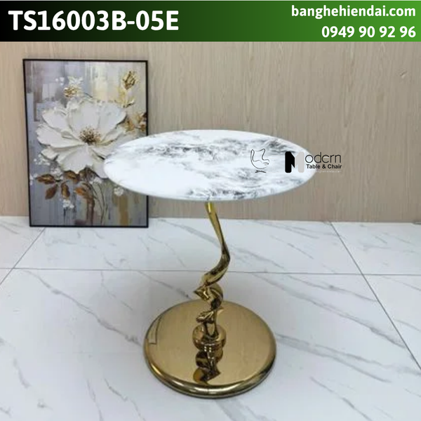 Bàn sofa tròn chân inox xi vàng TS16003B-05E