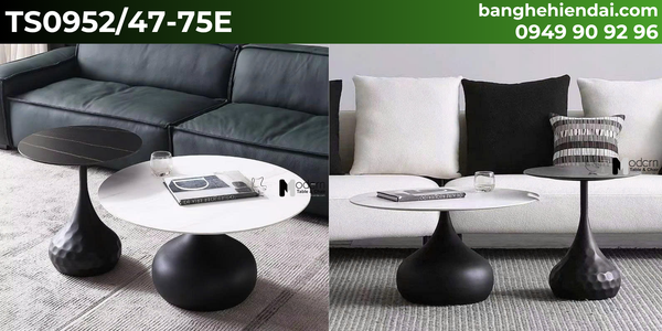 bàn trà cặp đôi mặt đá chân bầu TS0952/47-75E