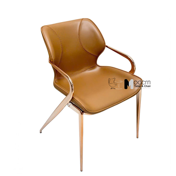 Ghế cafe nhà hàng chân thép mạ PVD màu vàng CN16006-P - Màu nâu bò
