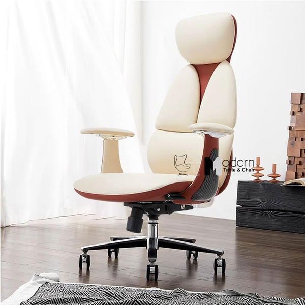 Ghế giám đốc nữ da thật ngả lưng 3 cấp độ CM01002-L - Màu kem
