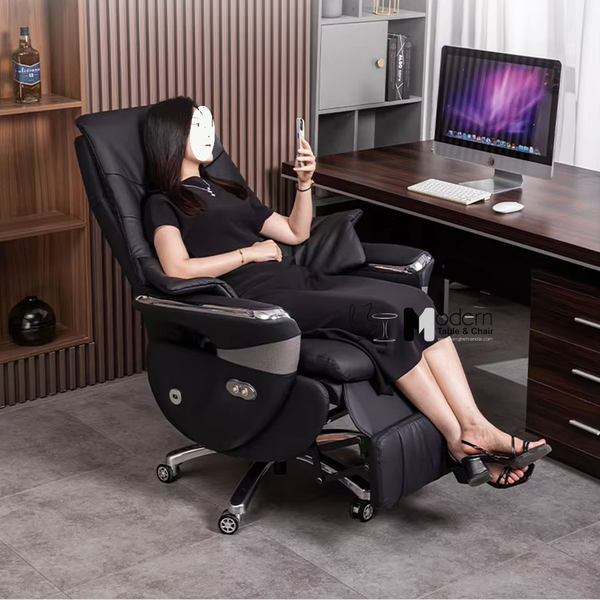 Setup phòng làm việc với ghế giám đốc ngả lưng gác chân CDR27003-P - Màu đen