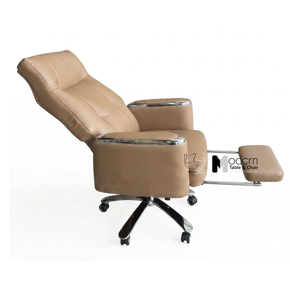 Ghế xoay giám đốc nệm dày có gác chân CR06002-P - Màu nâu cafe nhạt