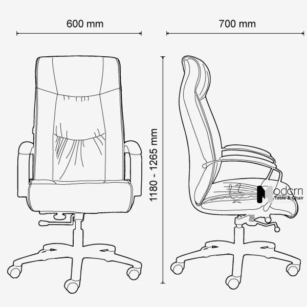 Kích thước ghế làm việc tại nhà nệm da lưng cao CM080005-P