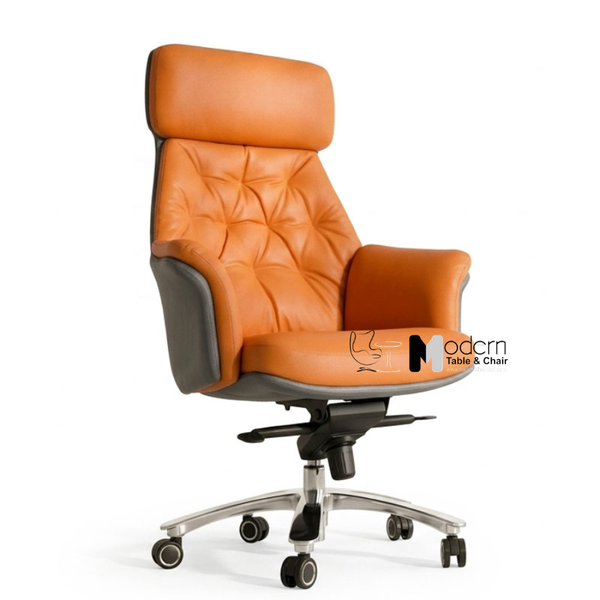 Ghế xoay giám đốc nệm da thật cao cấp CM01001-L - Màu cam