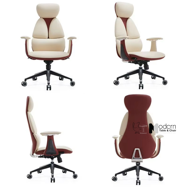 Ghế giám đốc nữ da thật ngả lưng 3 cấp độ CM01002-L - Màu kem