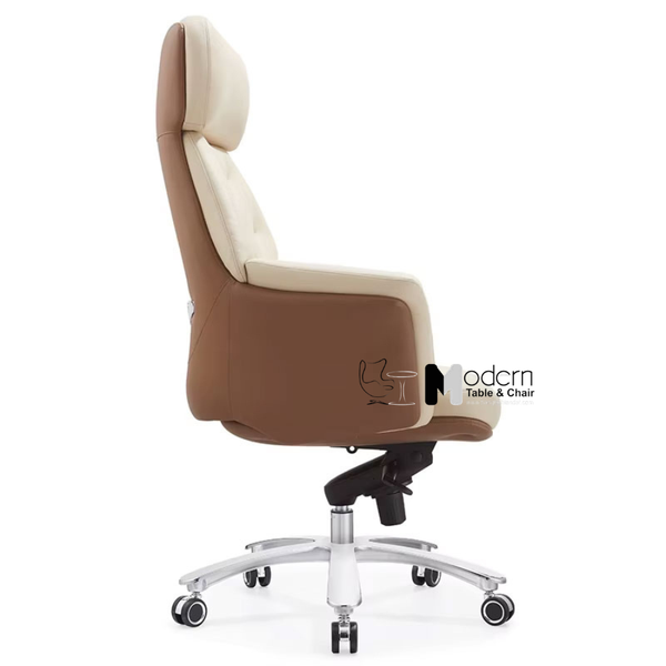 Ghế xoay giám đốc nệm da thật cao cấp CM01001-L - Màu kem